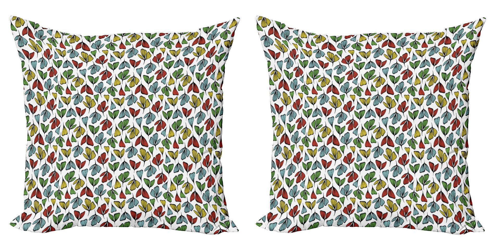 Kissenbezüge Modern Accent Doppelseitiger Digitaldruck, Abakuhaus (2 Stück), Tropisch Herbst-Blumenblätter