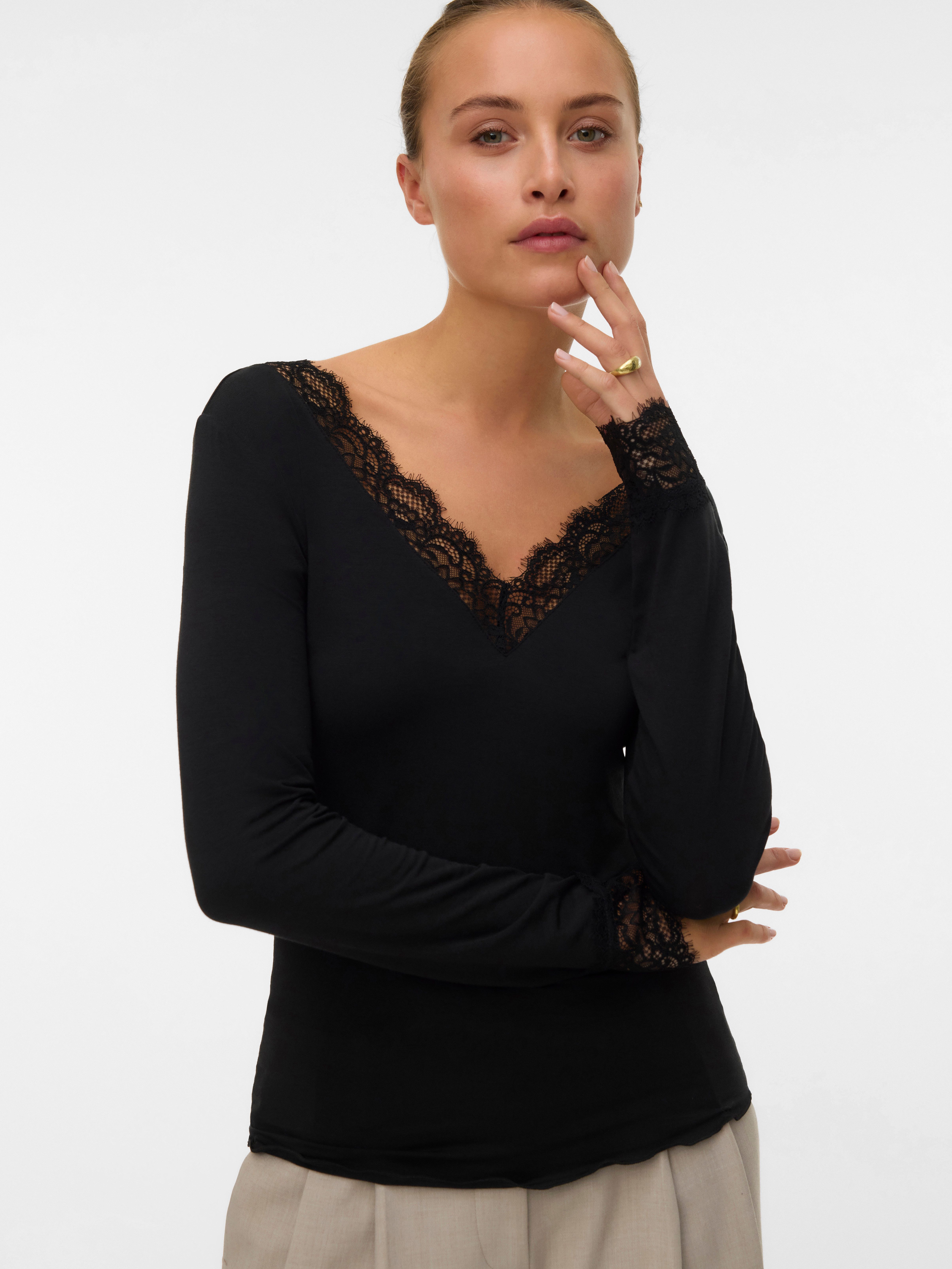 Vero Moda Langarmshirt VMSKYE LS V-NECK günstig online kaufen