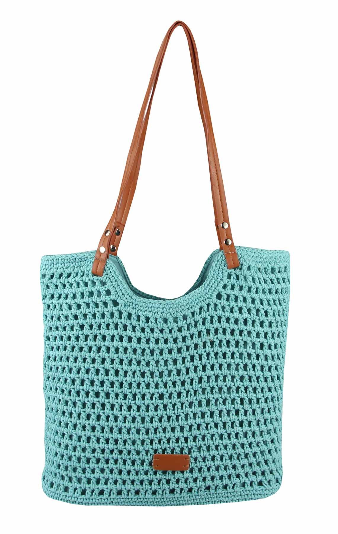 ITALYSHOP24 Schultertasche DAMEN TASCHE Boho Shopper Strohtasche Tote Bag Geflecht Häkeltasche, Textil Basttasche Strand Retro Freizeit Urlaub Sommer Beuteltasche
