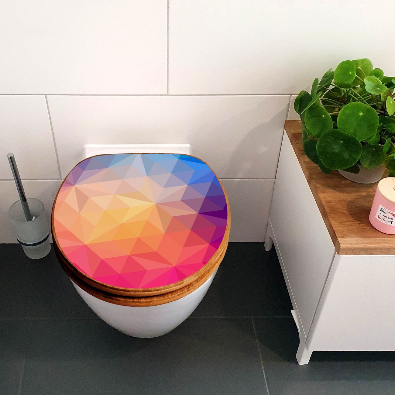 banjado WC-Sitz aus Bambus Motiv Bunte günstig online kaufen