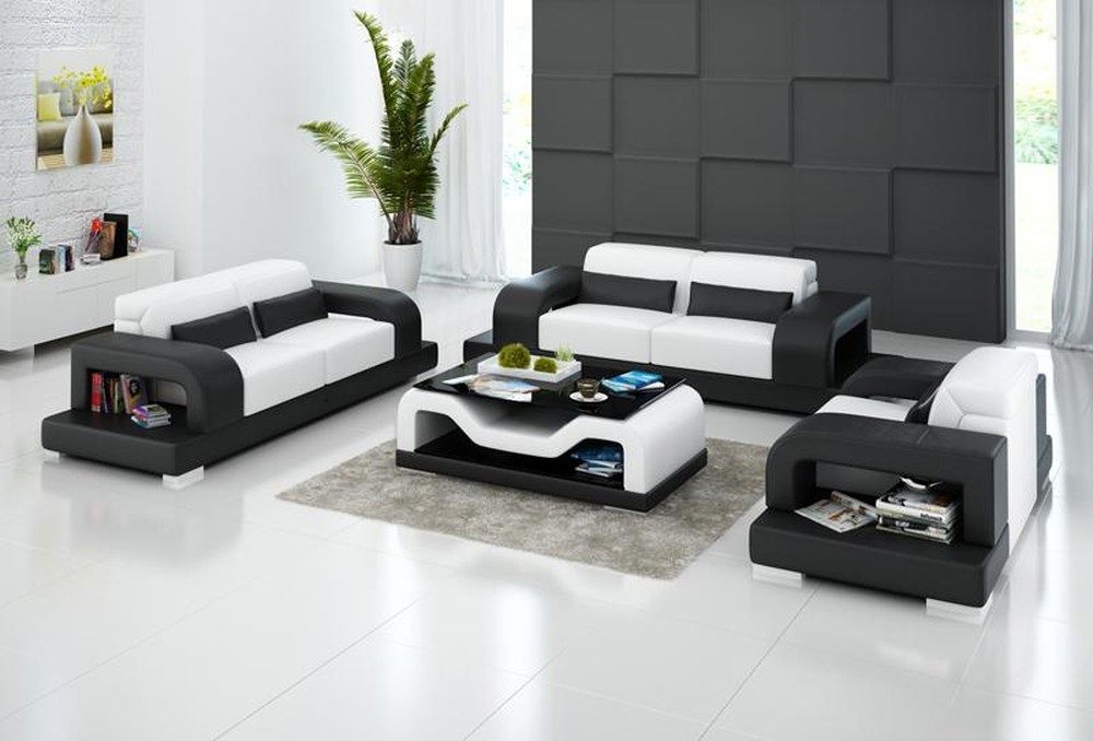 JVmoebel Polstergarnitur Eckcouch aus Leder – Gepolsterte Wohnlandschaft rundum Sitzkomfort, Made in Europa