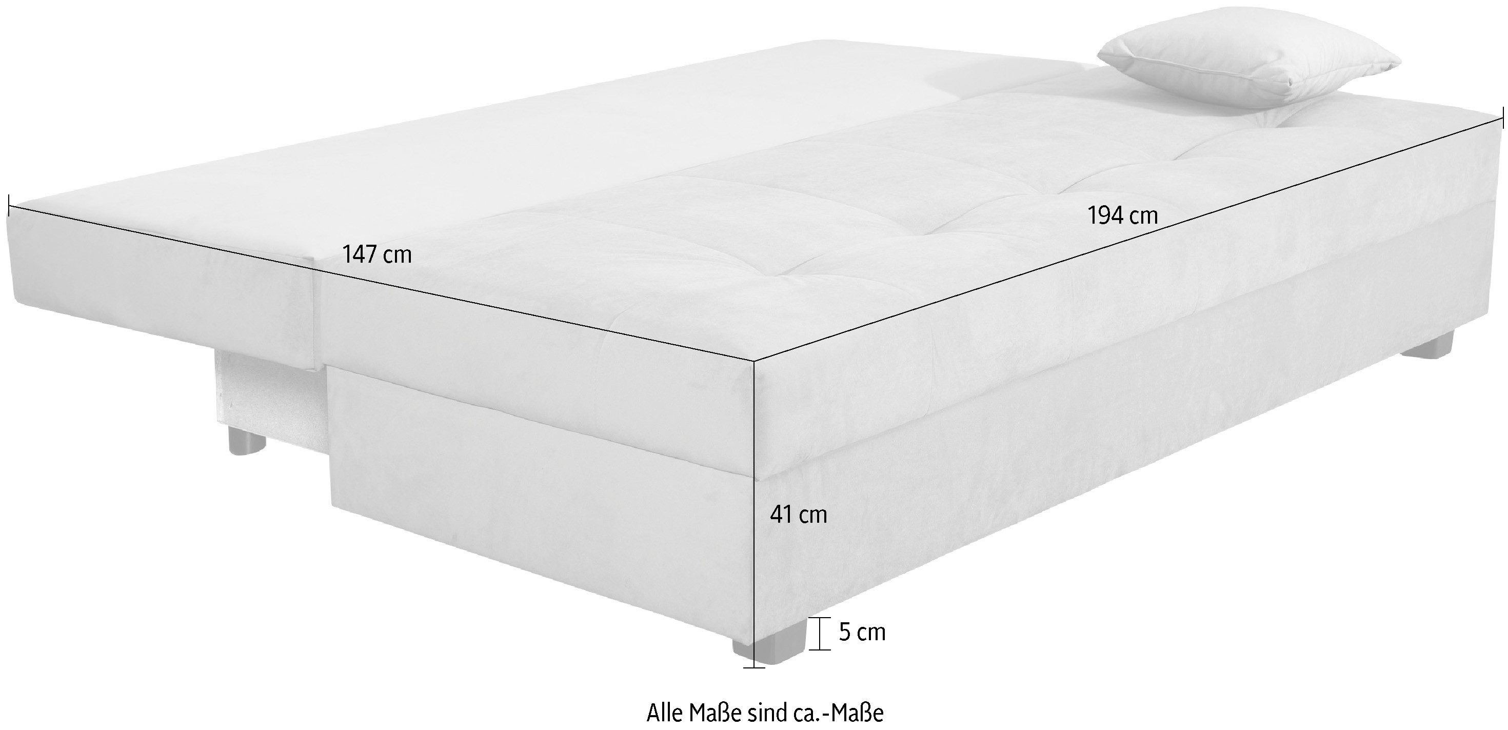 COLLECTION AB Schlafsofa DARIA inklusive Schlafunktion und Bettkasten, Schlafsofa,Bettfunktion,Bettkasten,inklusive Rückenkissen,Federkern