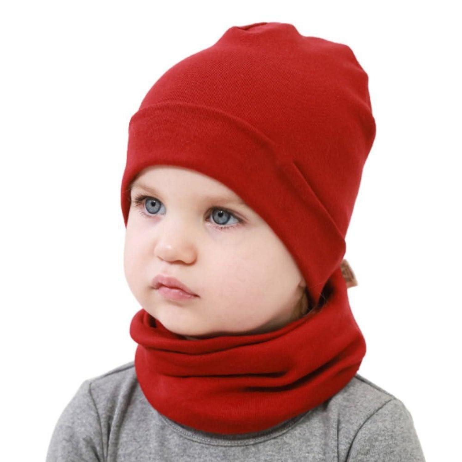 LuxusKollektion Strickschal Mützenschal-Set Baumwolle Kinder, (1-St)