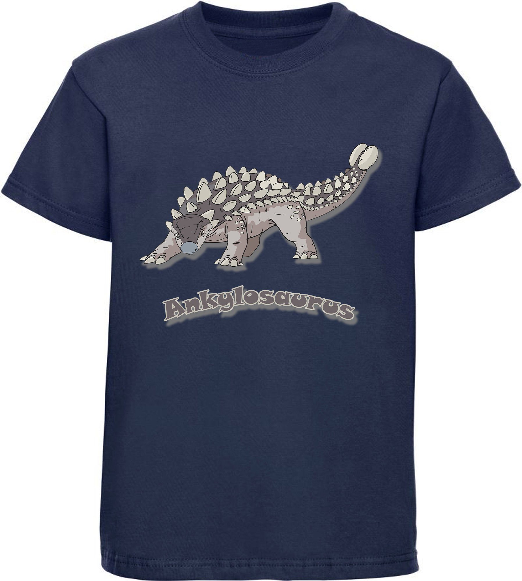 MyDesign24 Print-Shirt bedrucktes Kinder T-Shirt mit Ankylosaurus 100% Baumwolle mit Dino Aufdruck, schwarz, weiß, rot, blau, i63 navy blau