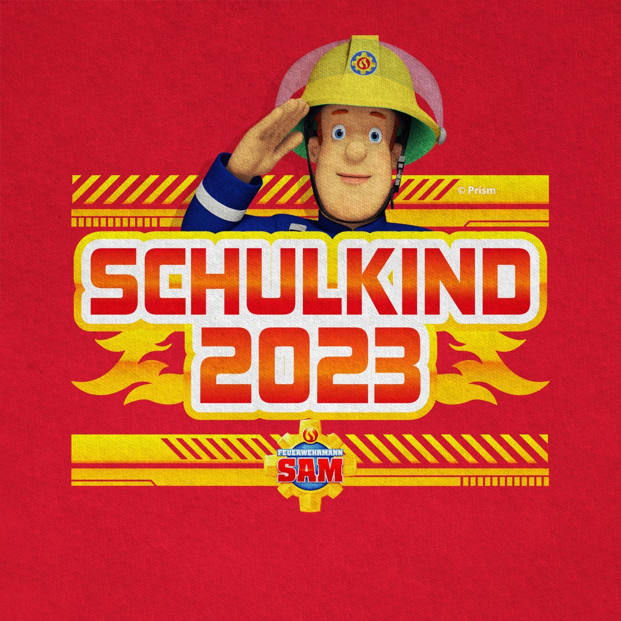 T-Shirt Feuerwehrmann Rot 2023 Einschulung Sam Jungen Shirtracer Schulkind Sam 01