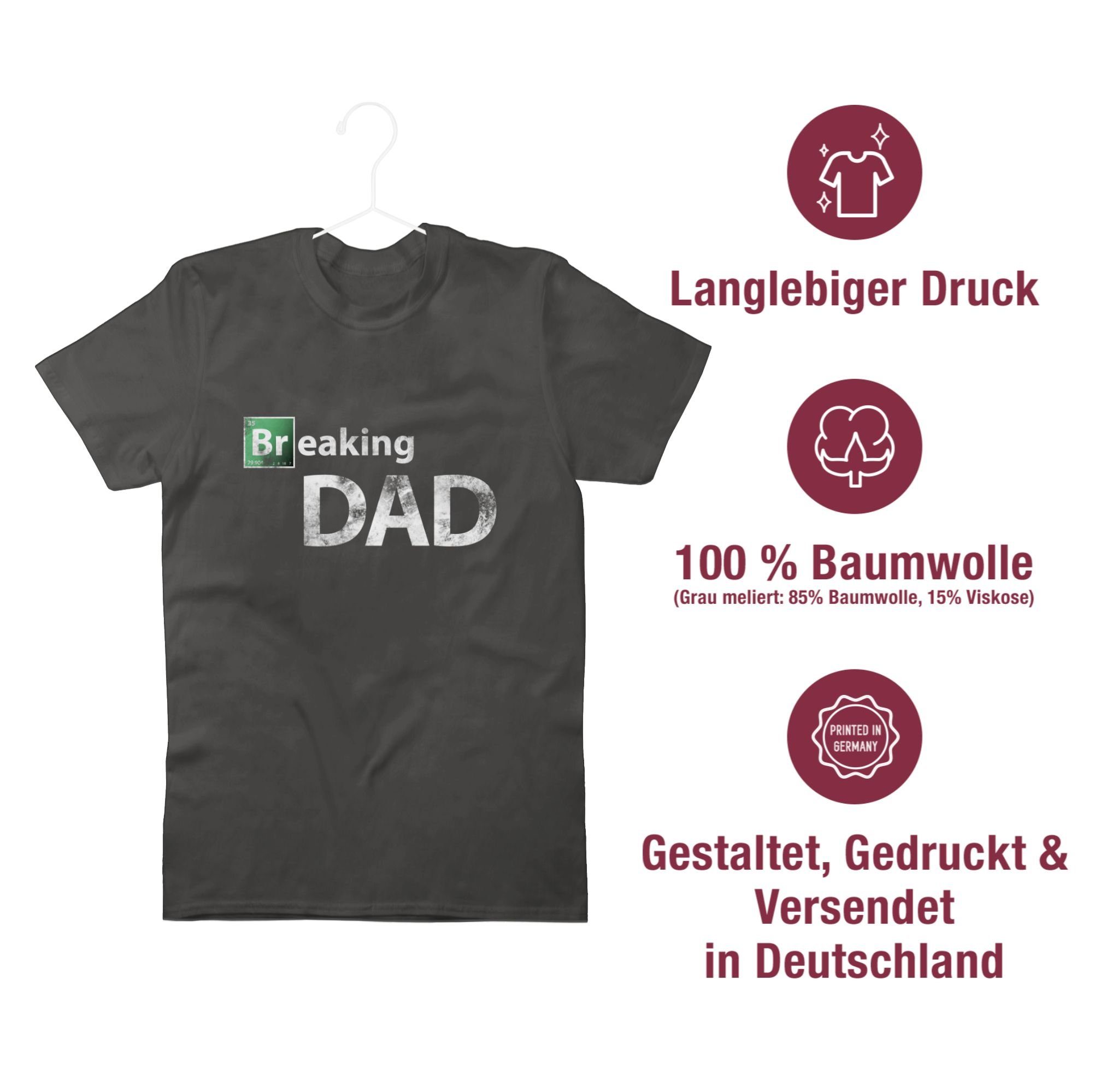 Shirtracer 2 T-Shirt Breaking Vatertag Dunkelgrau für Papa Geschenk Dad