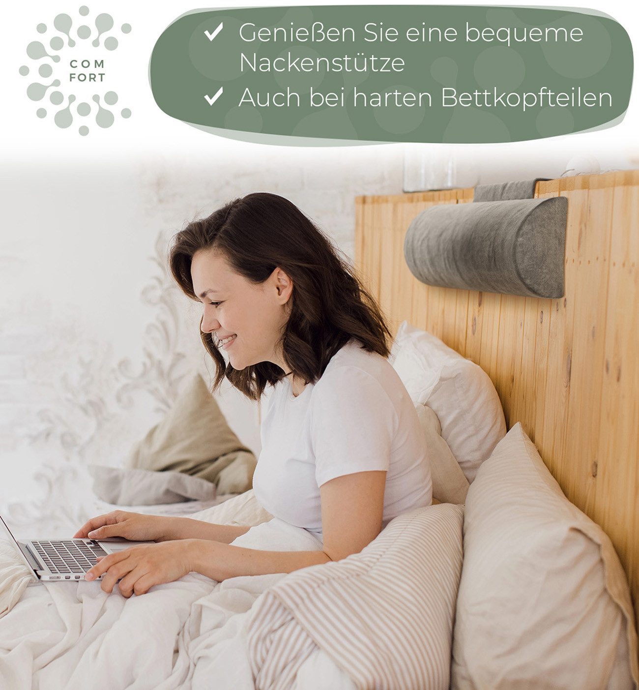 Well B4 Nackenrolle für Sessel mit Gegengewicht, Nackenkissen Sofa Couch hängend, Nackenstütze für Kopfteil Bett, Kopfkissen für Liegestuhl, 100% Memory Schaum – Bild 5 von 5