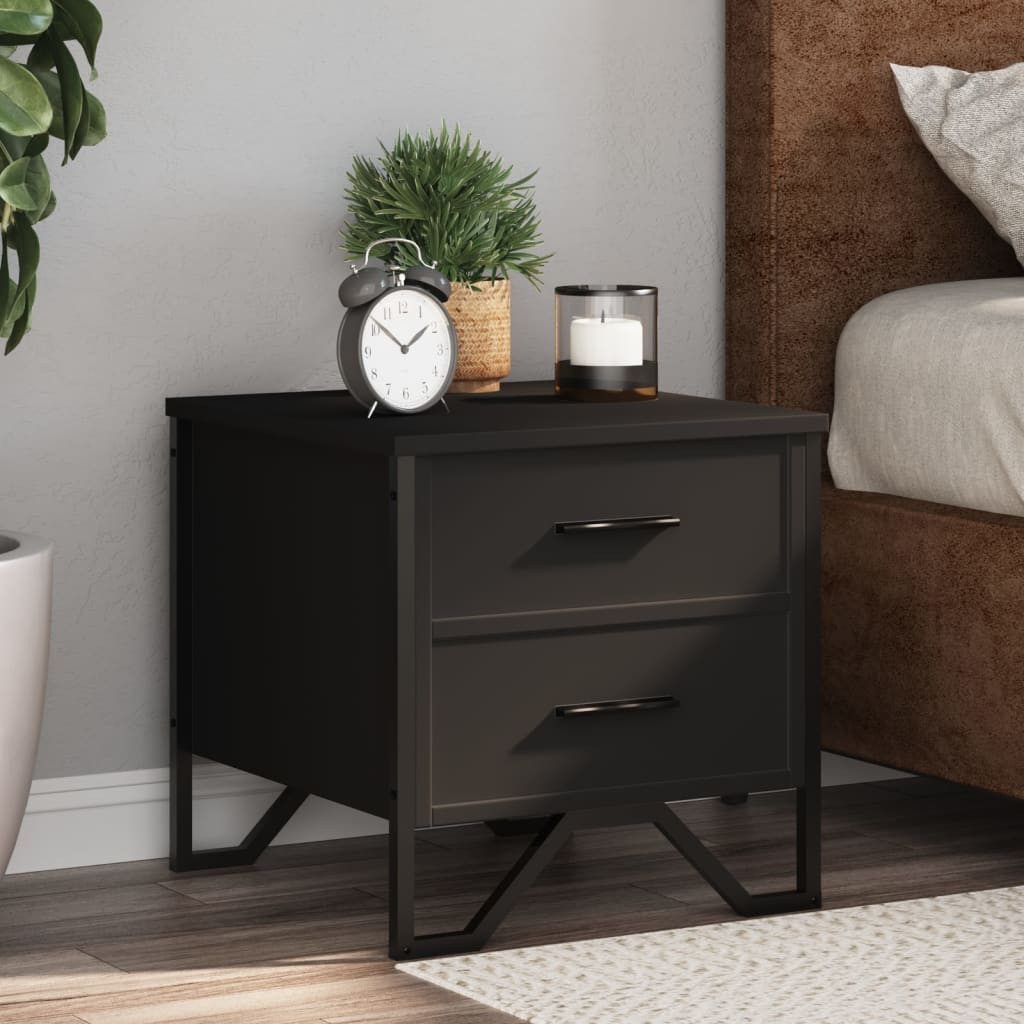 Nachttisch Moderner 40 x 41 x 40 cm Schwarz aus Holzwerkstoff und