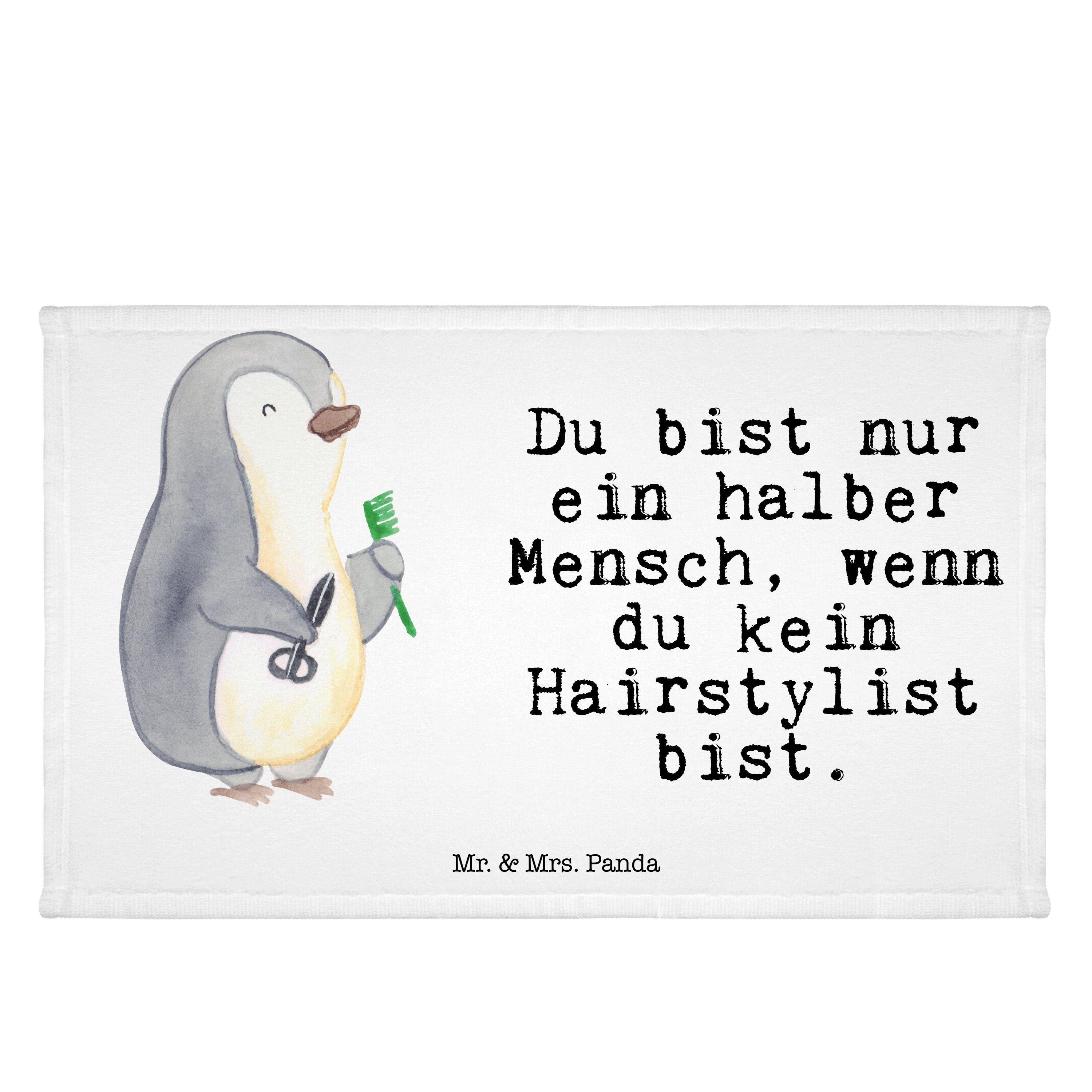 Mr. & Mrs. Panda Handtuch Hairstylist mit Herz - Weiß - Geschenk, Eröffnung Friseur, Firma, Kol, (1-St)