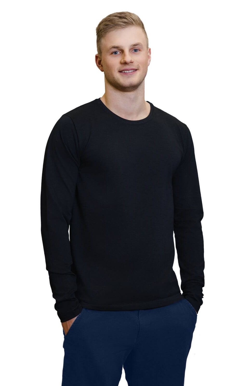 LANGER JUNG Longsleeve Langarmshirt extra lang an Ärmel und Rumpf Unifarbe mit Rundhalsausschnitt