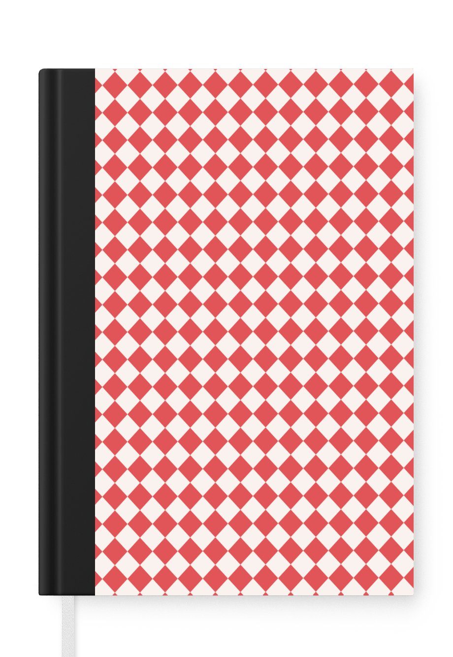MuchoWow Notizbuch Rot - Weiß - Muster, Journal, Merkzettel, Tagebuch, Notizheft, A5, 98 Seiten, Haushaltsbuch