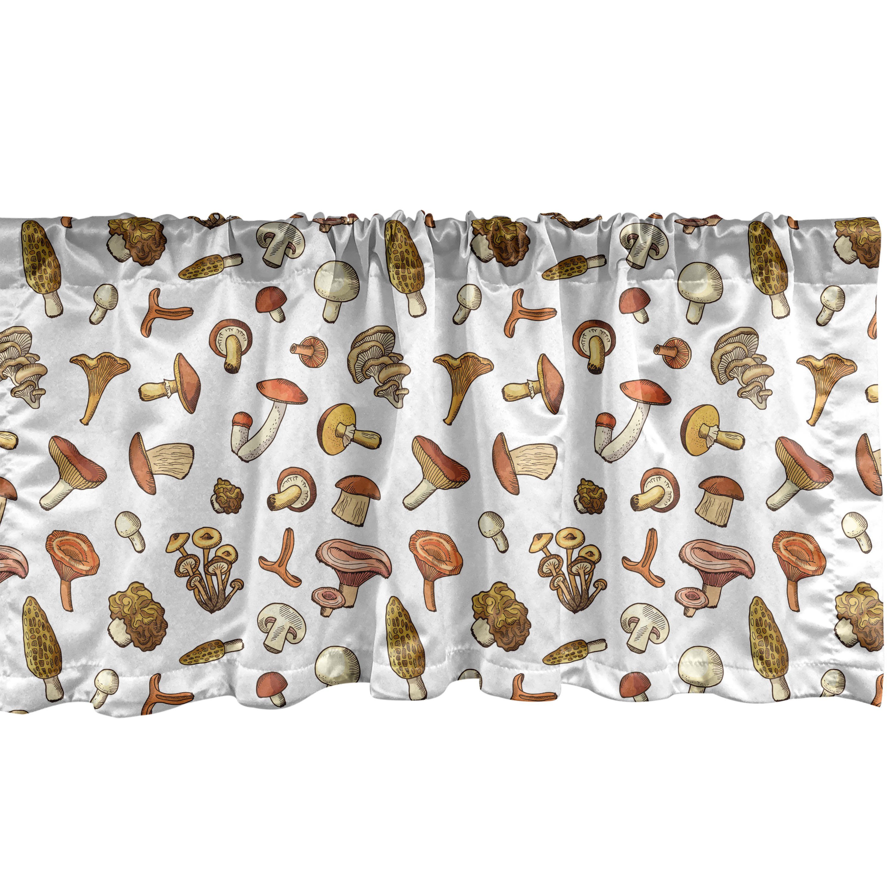Scheibengardine Vorhang Volant für Küche Schlafzimmer Dekor mit Stangentasche, Abakuhaus, Microfaser, Wald Wilde Pilze von Herbst
