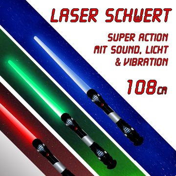 TE-Trend Lichtschwert Lichtschwert mit Sound und Lichteffekten bis 108cm ausziehbar blau
