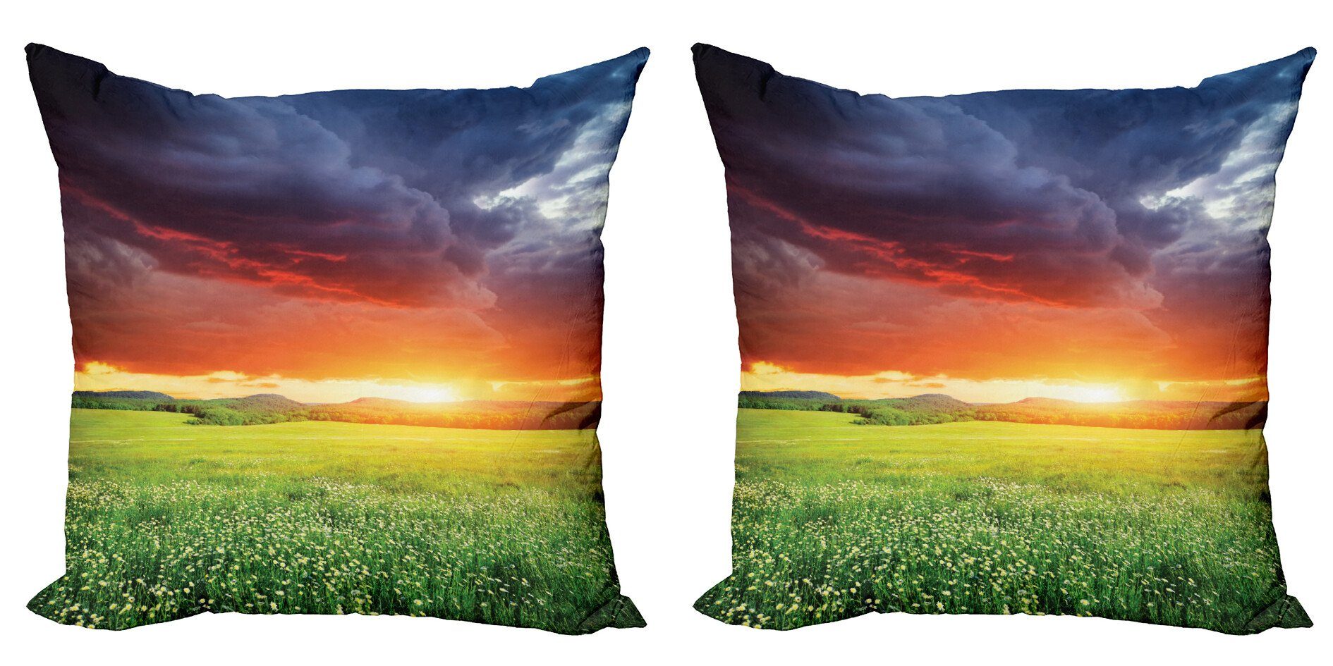 Kissenbezüge Modern Accent Doppelseitiger (2 Abakuhaus Stück), Moderne Digitaldruck, Sunset Ansicht Bunt