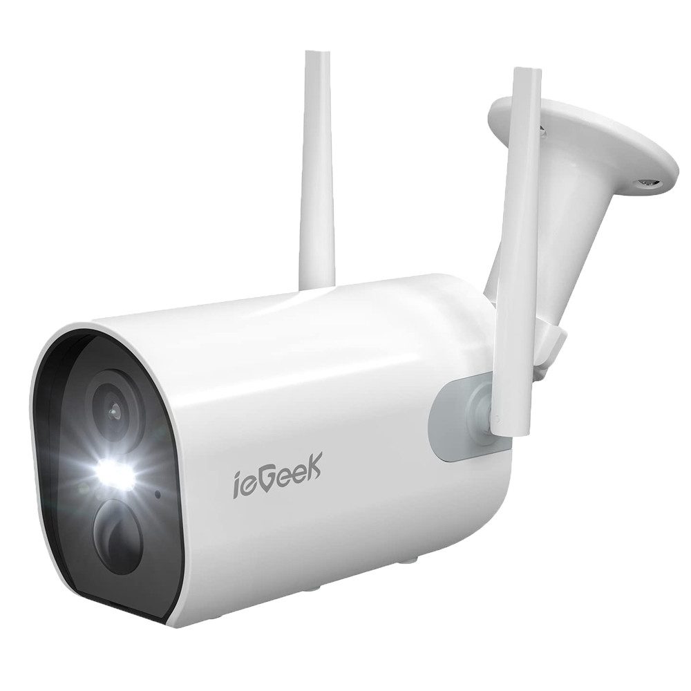 ieGeek Überwachungskamera 2K/3MP Überwachungskamera Aussen Akku WLAN Kabellose (Außenbereich Sicherheit, Baby Überwachung, Haustieren Überwachung, Innenbereich Sicherheit, Wild und Jagd, Überwachung, Außen/Innen IP Kamera Outdoor mit PIR Bewegungsmelder, 1-tlg., Farbnachtsicht, Funktioniert mit Alexa 2-Wege Audio, Benutzerdefinierten Bereich Lange Standby-Zeit)