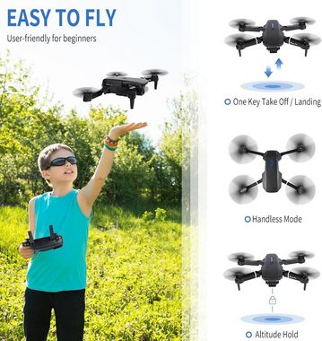 Weinsamkeit für Kinder, WiFi FPV Drone für Anfänger, RC Quadcopter Drohne (4K HD, mit 2 Akku Schwerkraft Sensor Flip Mode Ein-Tasten-Start/Landung)