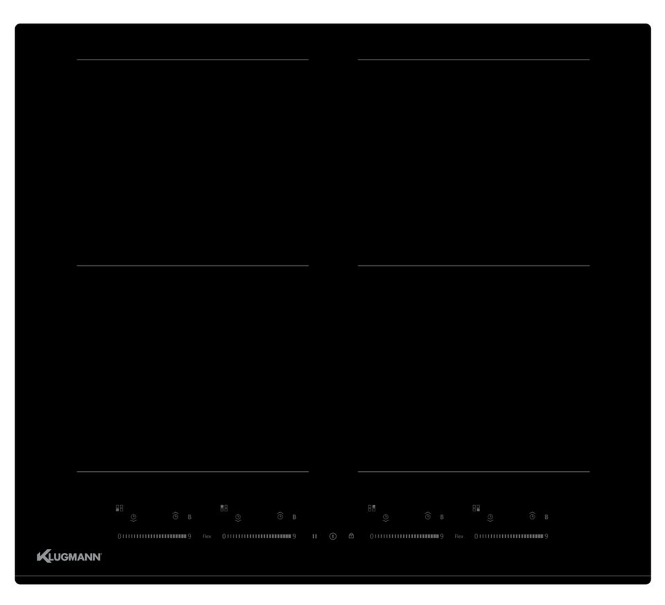Klugmann Flex-Induktions-Kochfeld KI6000FBS, FlexZone Induktionskochfeld  MultiSlider-Touch, Leistung: 7.400 W