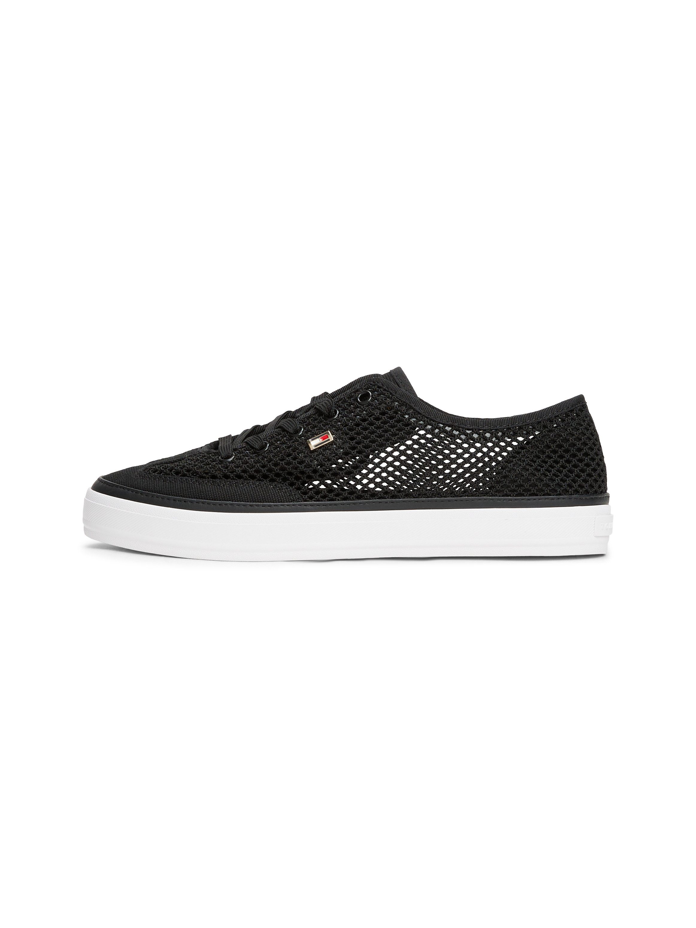 Tommy Hilfiger TH OPEN MESH VULC SNEAKER Plateausneaker, Freizeitschuh, Halbschuh, Schnürschuh mit Logoflagge
