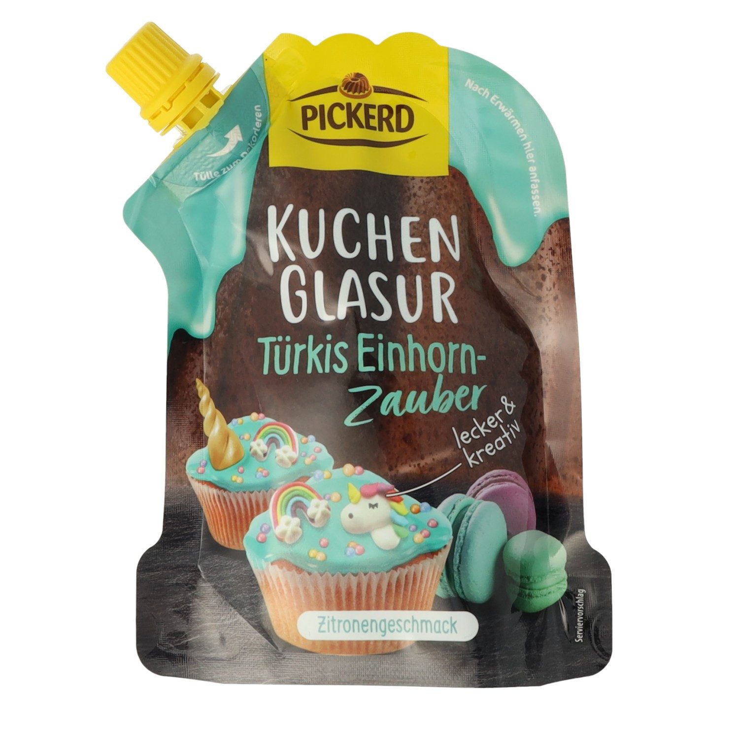 PICKERD Backdekoration PICKERD Kuchenglasur Türkis Einhorn-Zauber Zitrone 125 g, 1 x (Pickerd Kuchenglasur im Beutel)