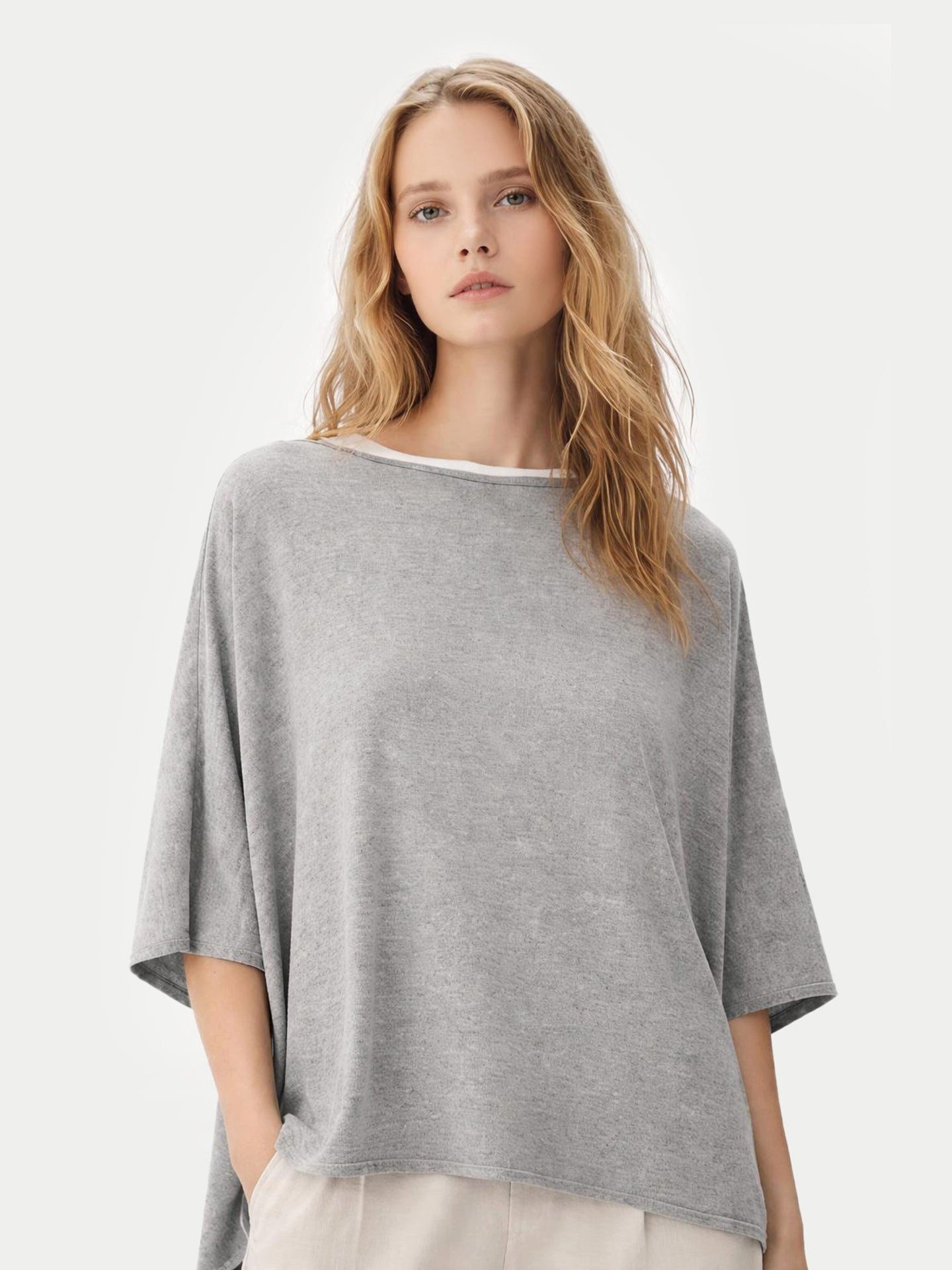 GOBI Cashmere Poncho Timeless Kaschmir-Poncho mit Bootsausschnitt
