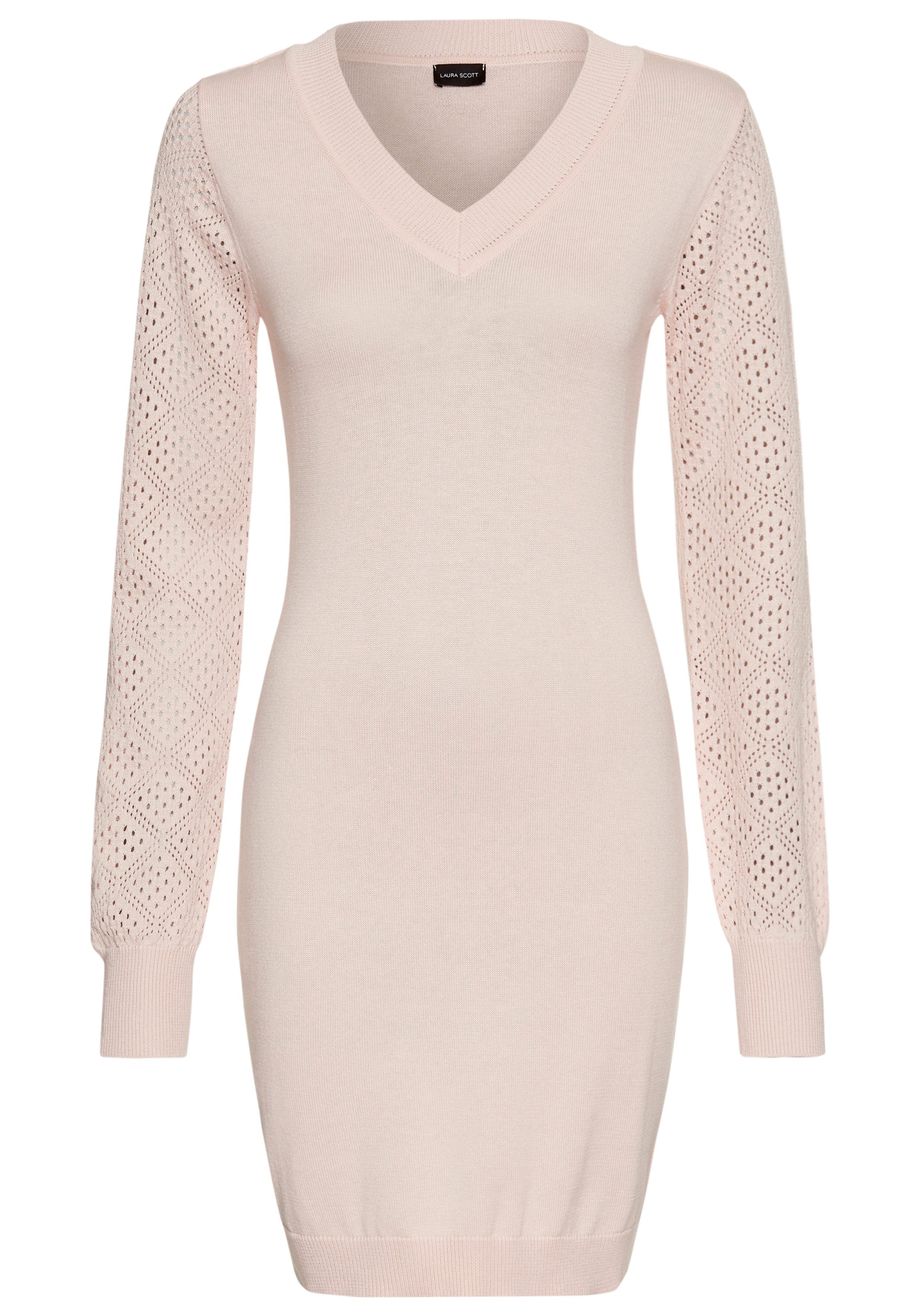 Laura Scott Strickkleid mit hübschen Ajourstrickärmeln. Reduzierter Preis € 43,99. Unverbindliche Preisempfehlung € 49,99, (€ 43,99 pro 1 Stk)
