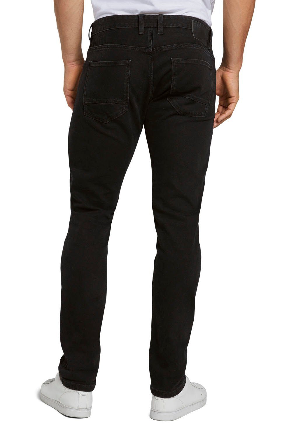 TOM TAILOR Slim-fit-Jeans TROY black-denim unifarben