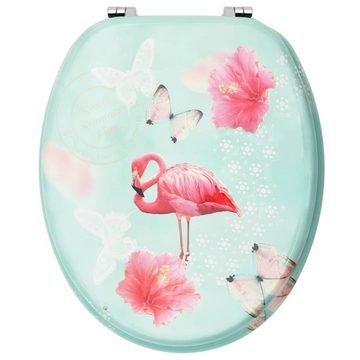 vidaXL WC-Sitz Toilettensitz mit Deckel MDF Flamingo-Design (1-St)