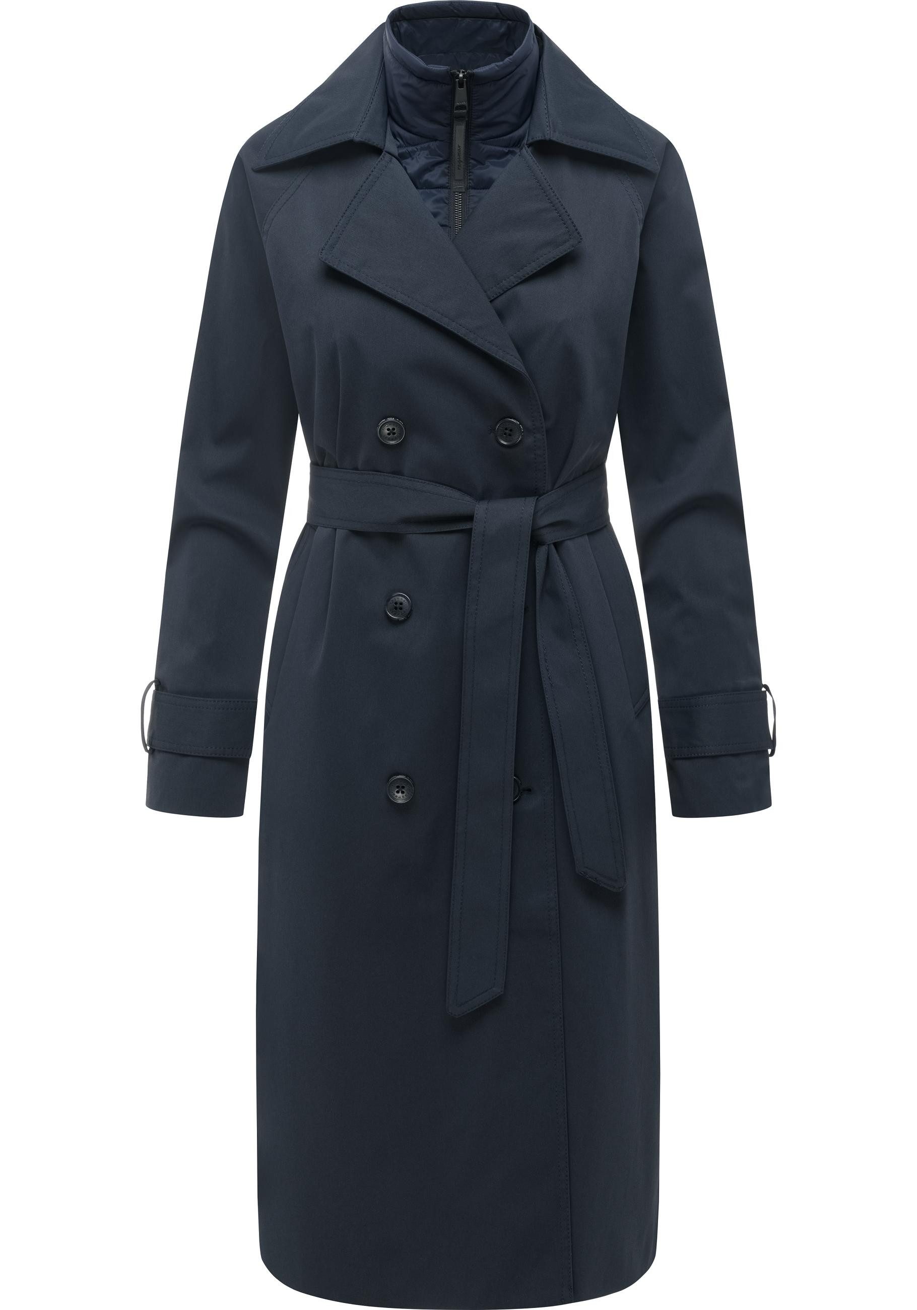 Ragwear Trenchcoat Trenchie Y Damen Übergangsmantel mit herausnehmbarem Inlay