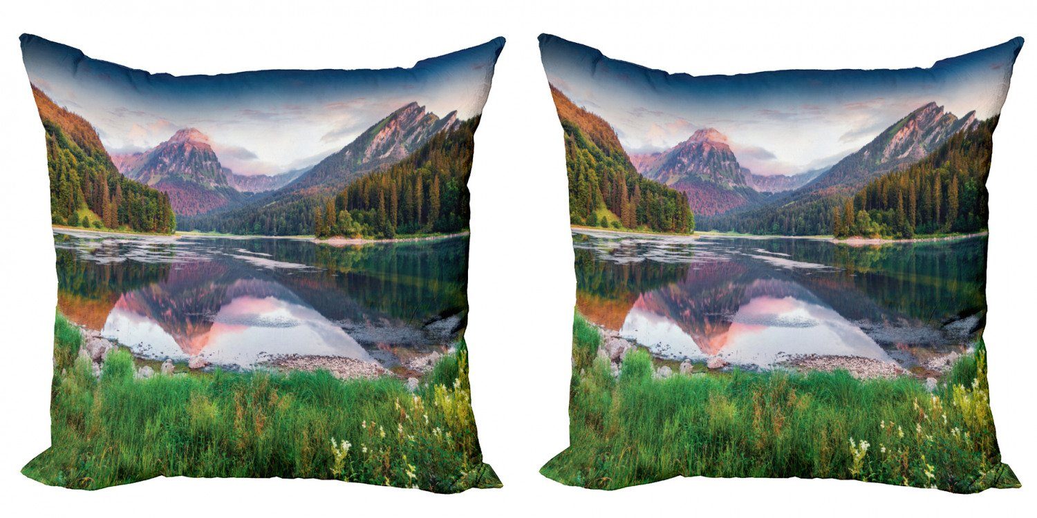 Landschaft Doppelseitiger (2 Kissenbezüge Modern Accent See-Sonnenaufgang Stück), Schweizer Abakuhaus Digitaldruck,