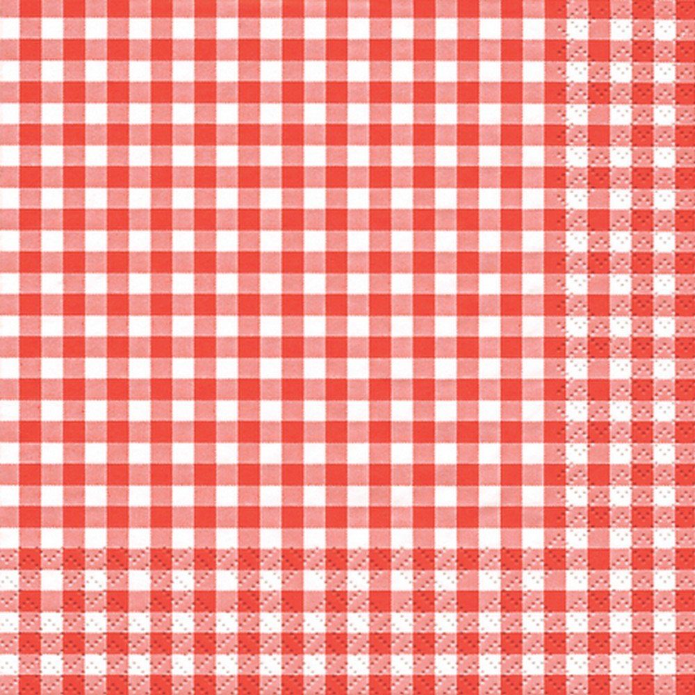 HOME FASHION Papierserviette 20 Servietten Karo rot 33x33cm, (20 St)