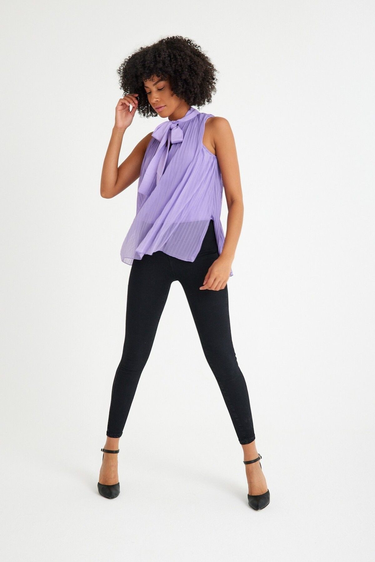Kutaf T-Shirt Chiffonbluse mit Faltendetail günstig online kaufen