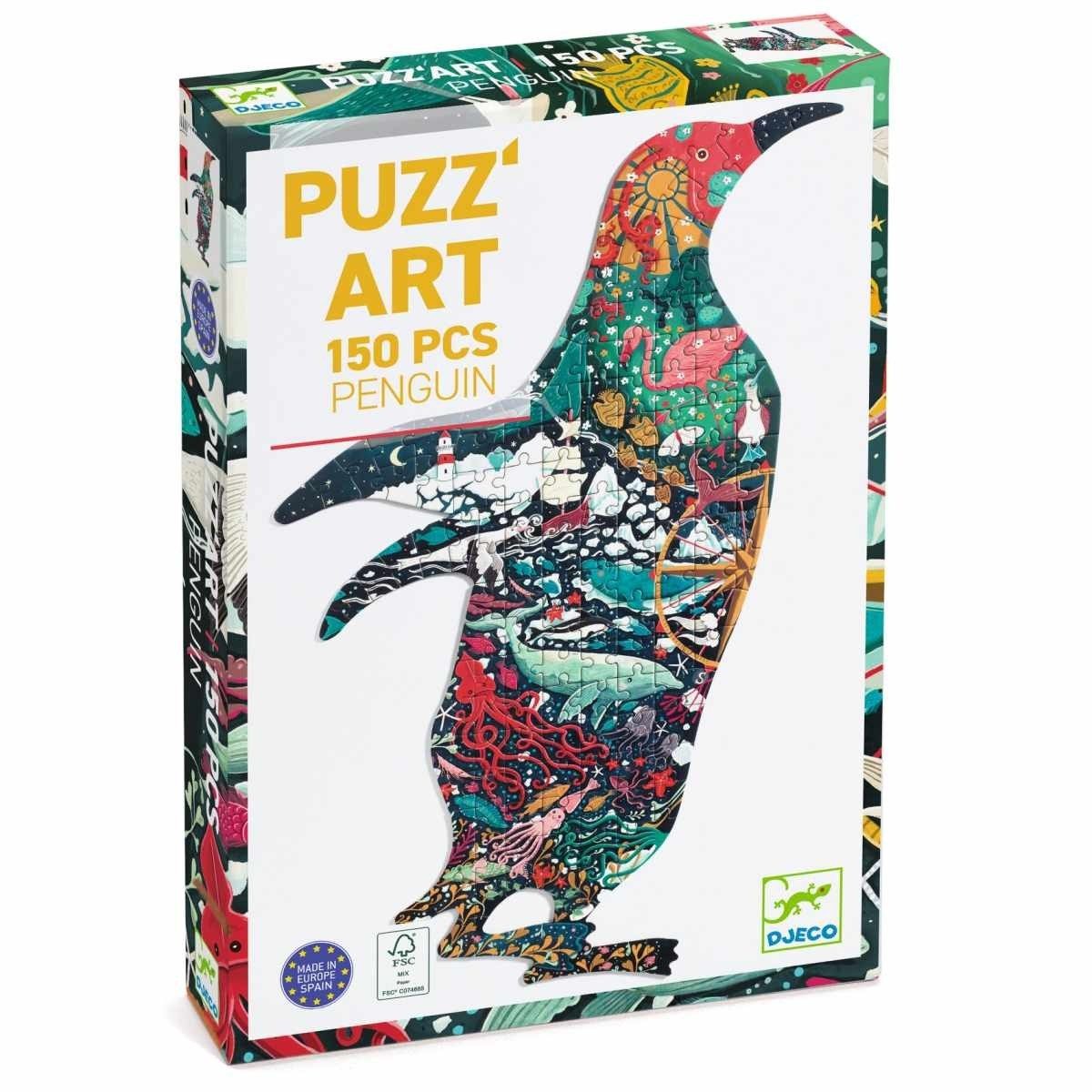 DJECO Puzzle Puzz`Art: Pinguin 150 Teile Kinderpuzzle für Kinder, 150 Puzzleteile, Kinderpuzzle