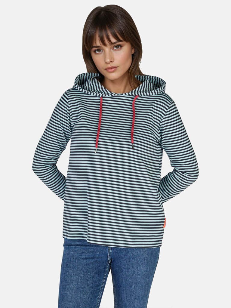 salzhaut Kapuzenpullover Damen Hoodie-Shirt Kapuzenshirt Vatting Langarm mit Streifen