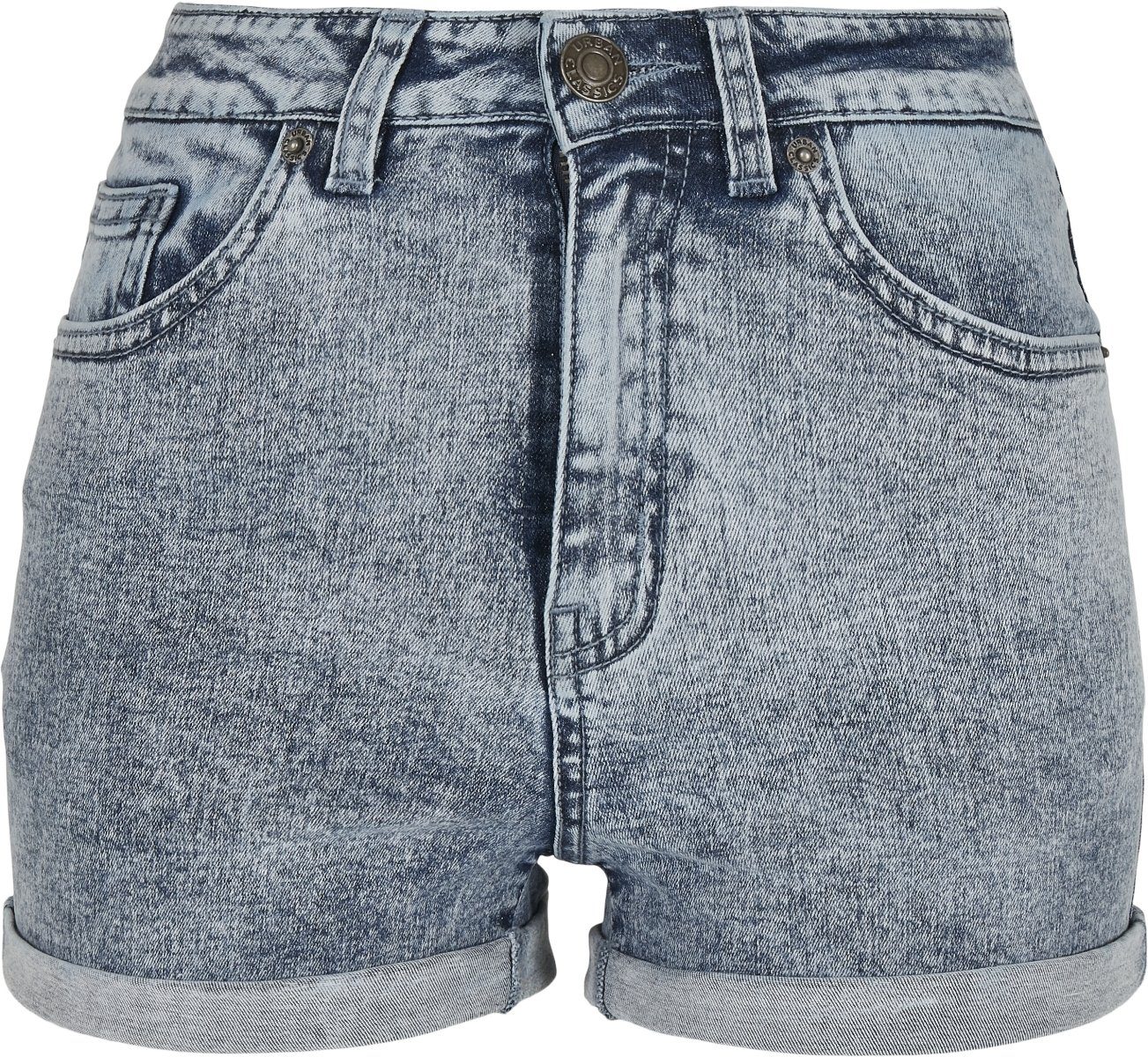 URBAN CLASSICS Stoffhose washed Shorts acid (1-tlg) Pocket 5 Ladies skyblue Damen light