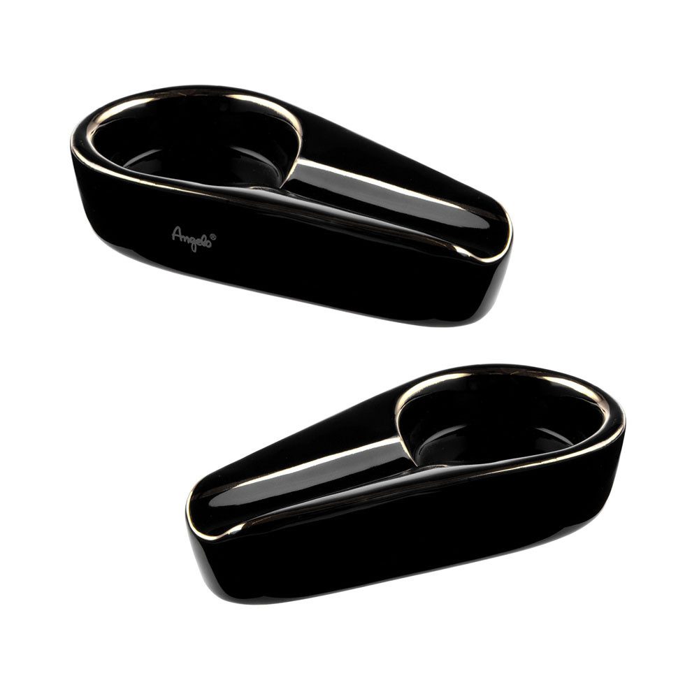 Coumo Aschenbecher Zigarren Aschenbecher, Schwarz Gold, 1er Ablage, Keramik Ascher