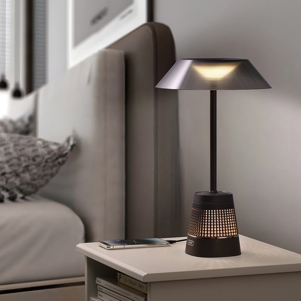 WILIT LED Tischleuchte LED Nachttischlampe Tischlampe Schlafzimmer Lampen mit USB-Anschluss, LED fest integriert, Touch für 3 Helligkeitsstufen, Leuchtmittel inklusive, Warmweiß