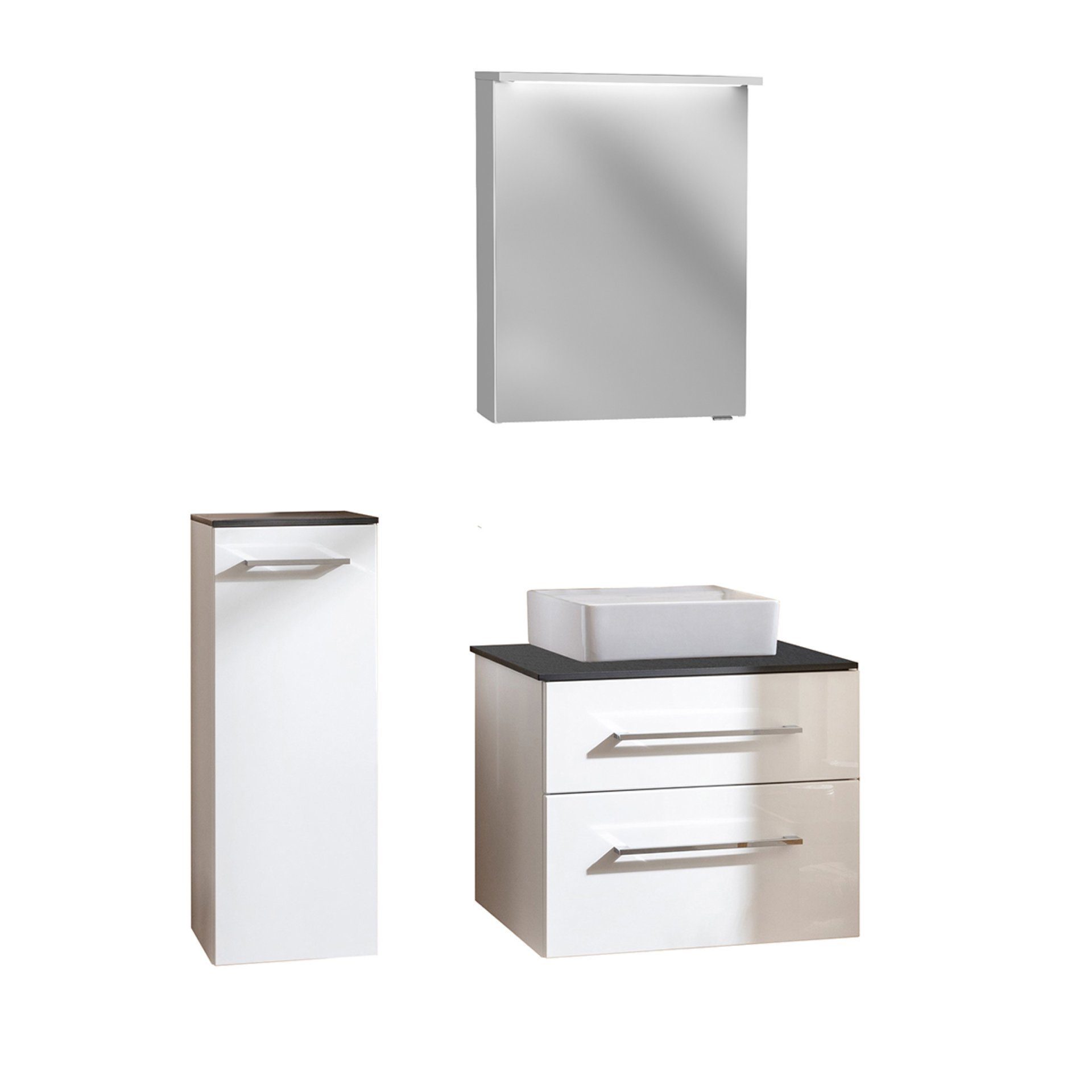 FACKELMANN Badmöbel-Set OXFORD 5 teiliges Set, 60 cm, Weiß, Keramik