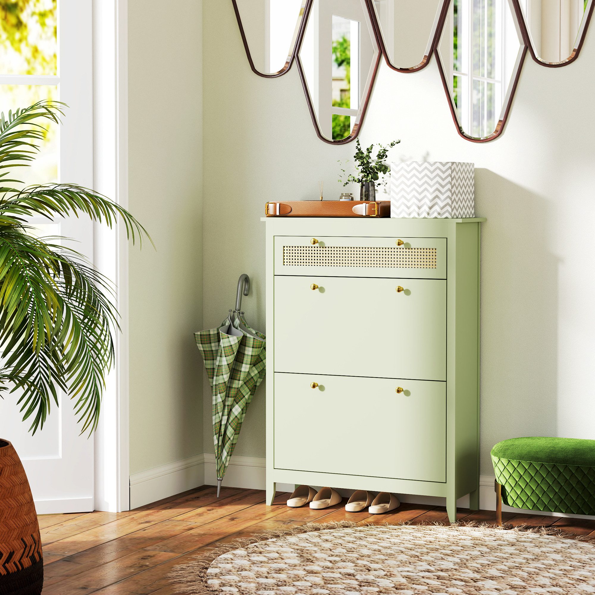 HOMCOM Schuhschrank mit 2 Klappen Schuhkipper mit Schublade, Schuhregal (Sc günstig online kaufen