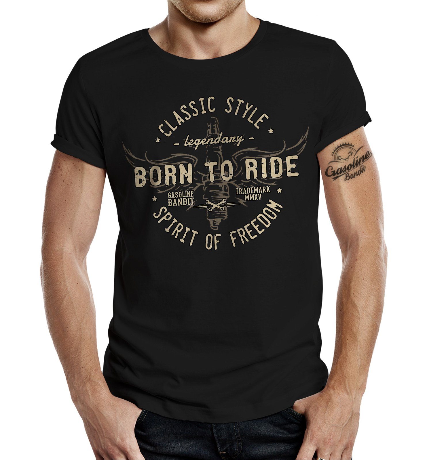 GASOLINE BANDIT® T-Shirt im Classic Style für Biker: Freedom