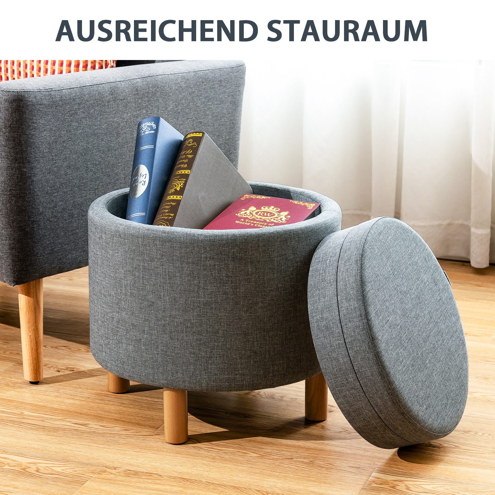 COSTWAY Sitzhocker, mit Stauraum, rund, Fußhocker günstig online kaufen