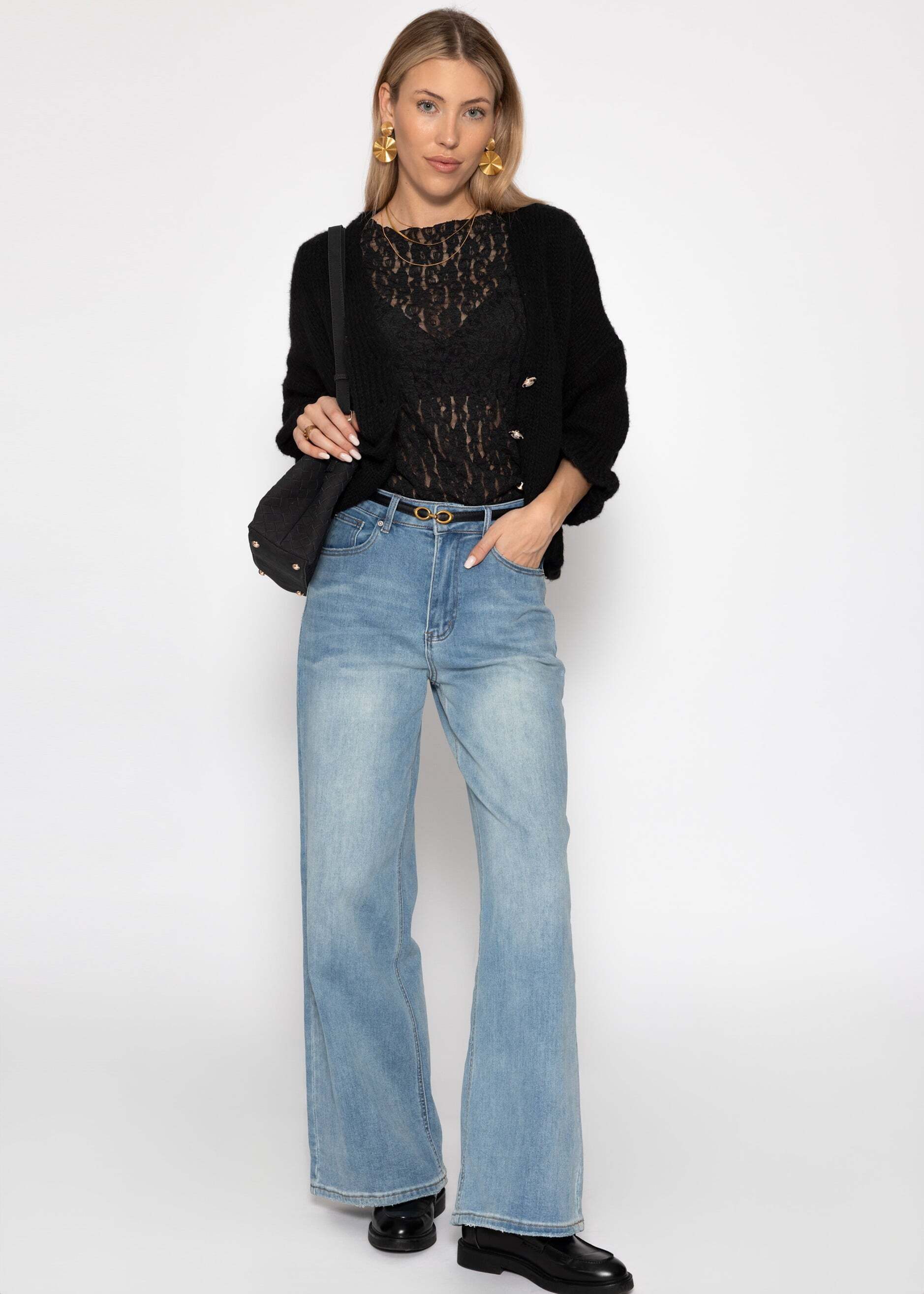 SASSYCLASSY T-Shirt Spitzen-Top für Damen Ärmelloses Top mit floralem Muster und leicht transparentem Stoff