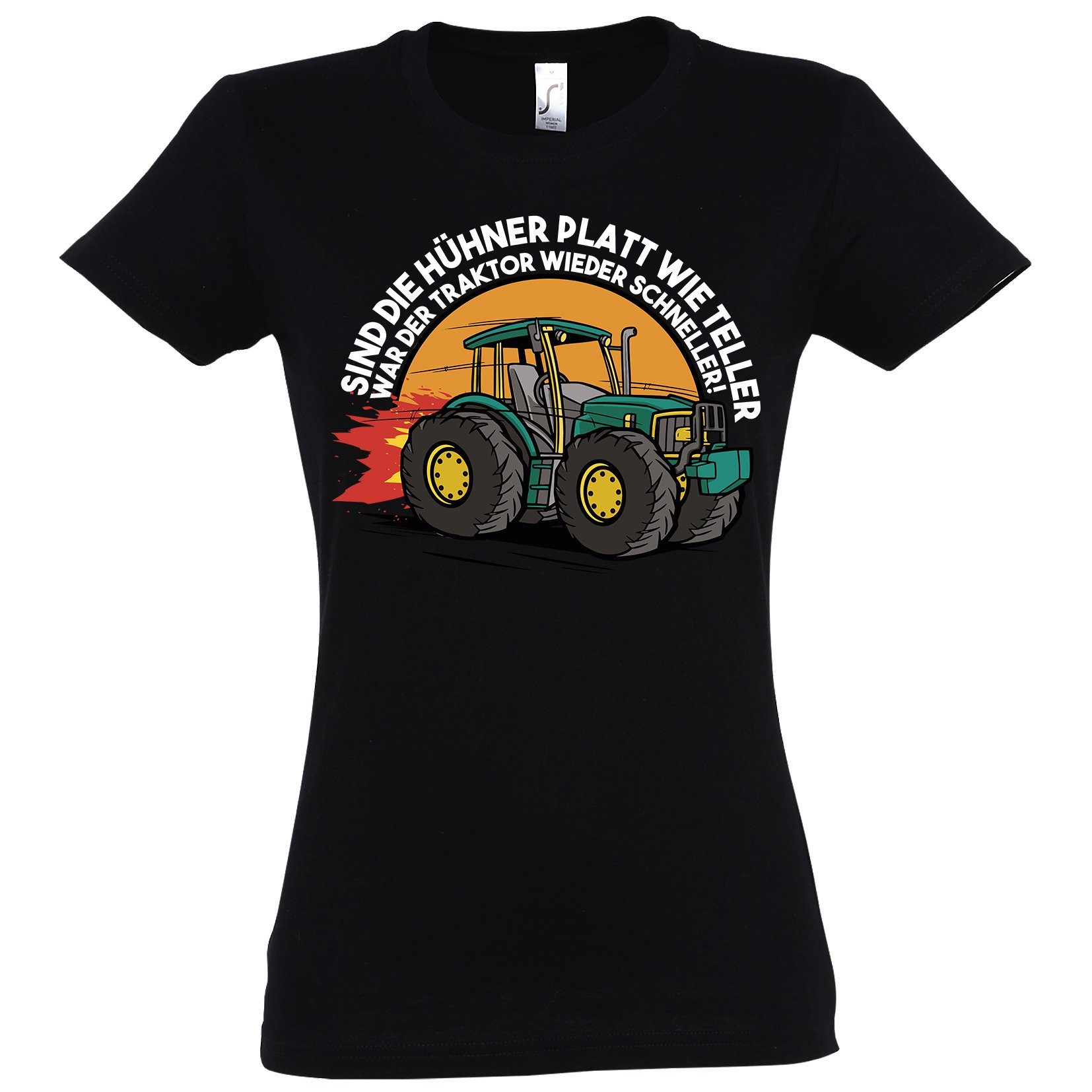 Youth Designz T-Shirt Traktor Farmer Damen Shirt mit lustigem Spruch Aufdruck Schwarz