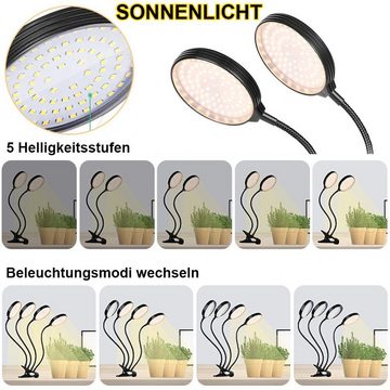 DTC GmbH Pflanzenlampe USB-Modell Led pflanzenlicht für pflanzen,Timer,Clip-on, 78Leds Ip65 Wasserdicht Vollspektrum Pflanzenlicht 1/2/3/4 Lampenköpfe