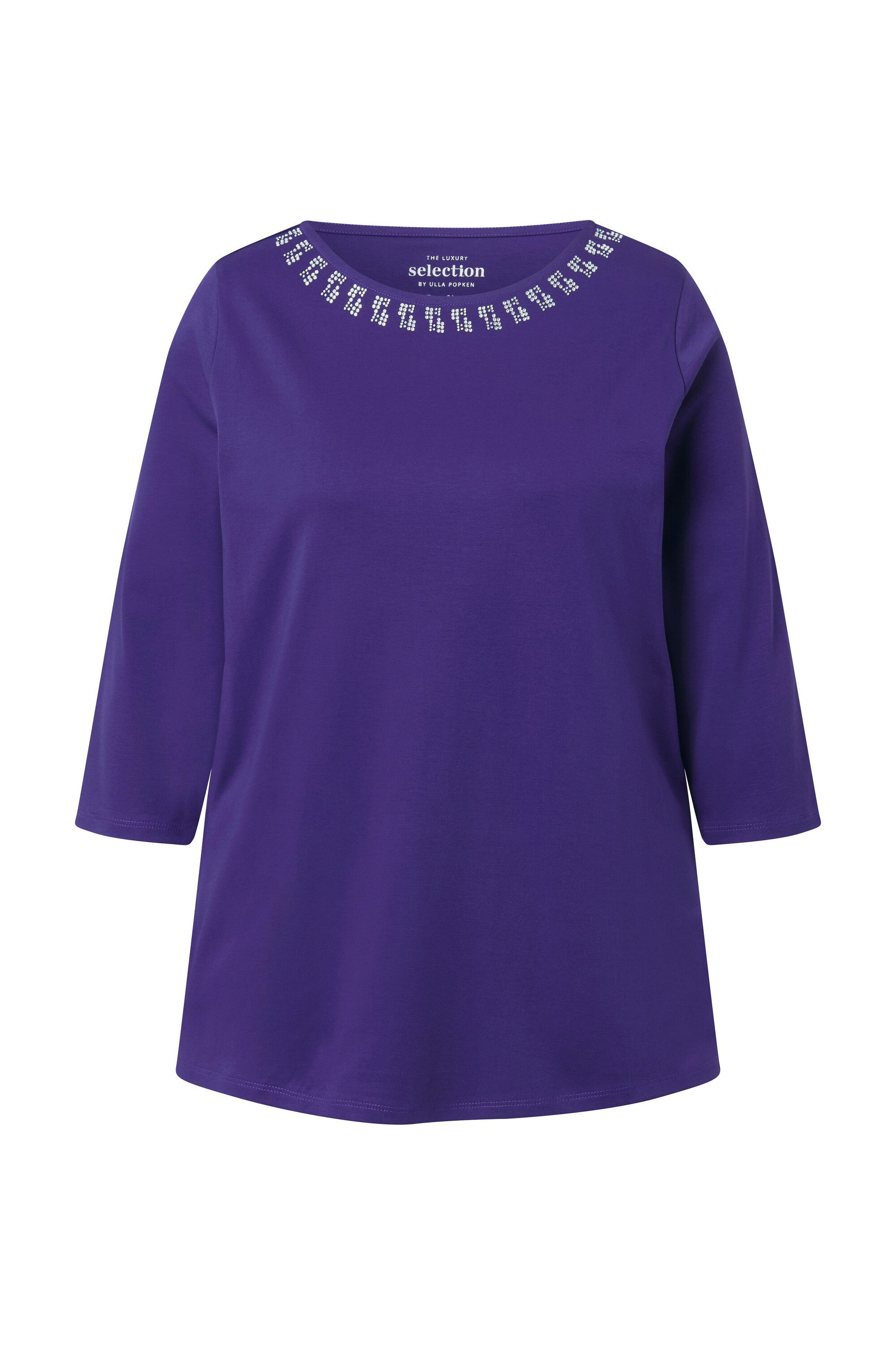 T-Shirt T-Shirt A-Linie U-Boot-Ausschnitt Langarm