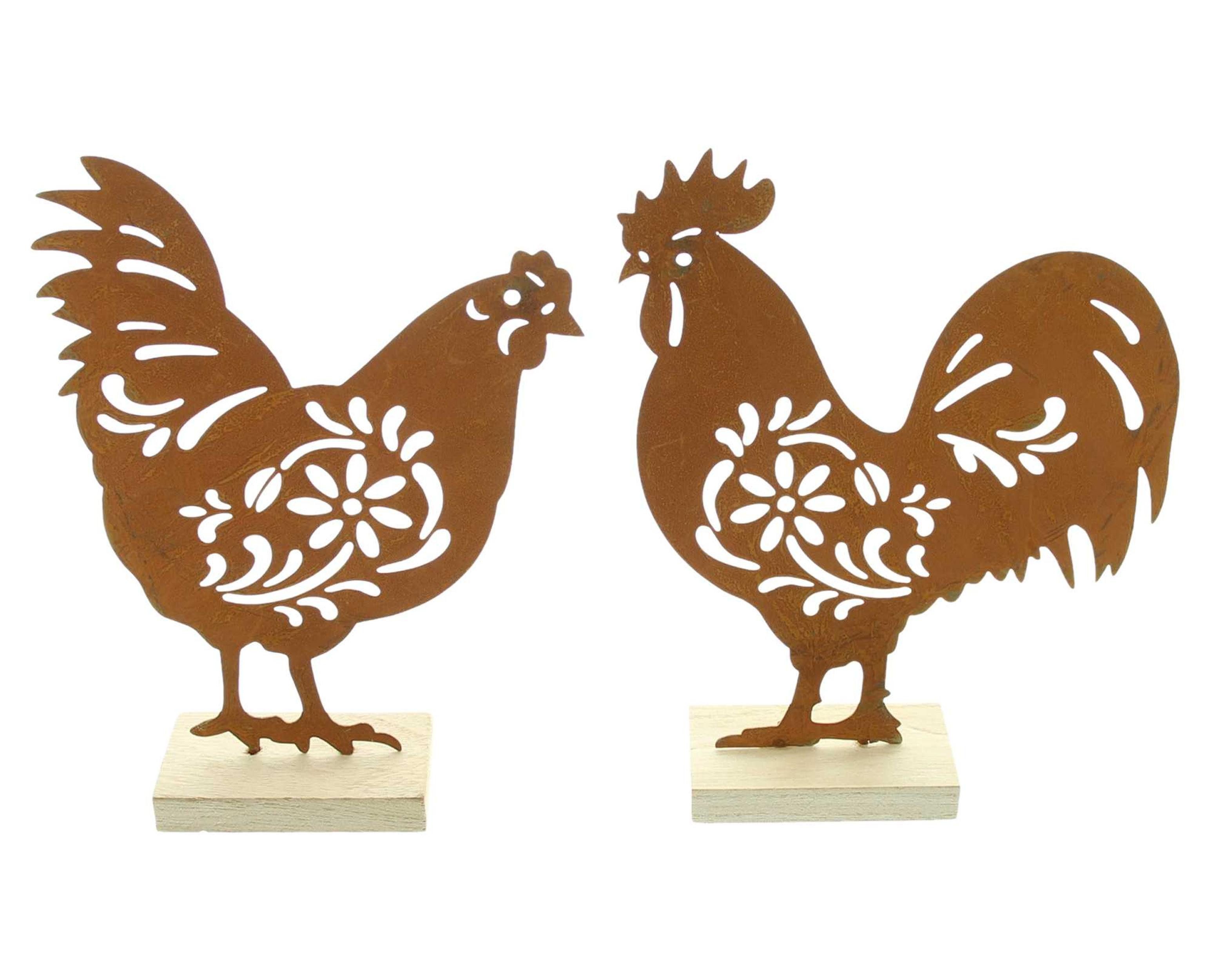 Dekofigur Figur "Huhn & Hahn", 2er Set