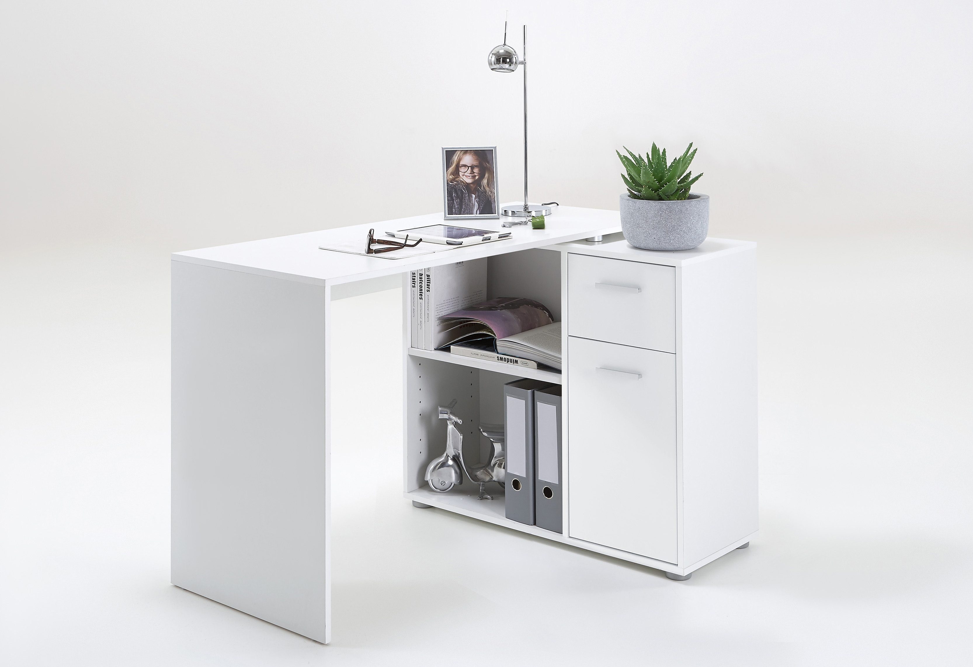 FMD Eckschreibtisch AUGSBURG, Schreibtisch/Sideboard m. Stauraum, günstig online kaufen