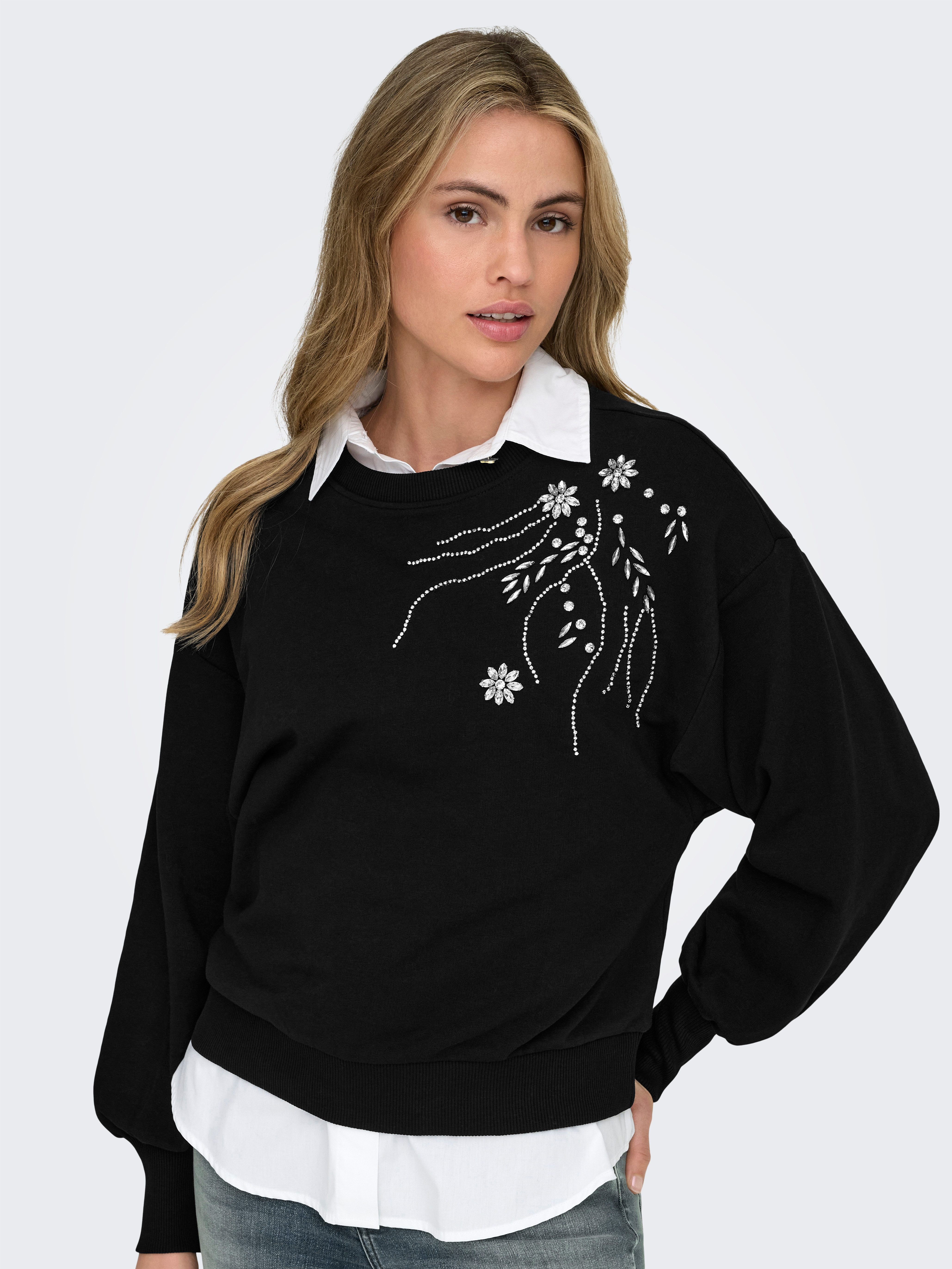 ONLY Sweatshirt ONLCAMELA BROOKE GLITTER LS ONECK UB SWT Baumwollmischung, günstig online kaufen