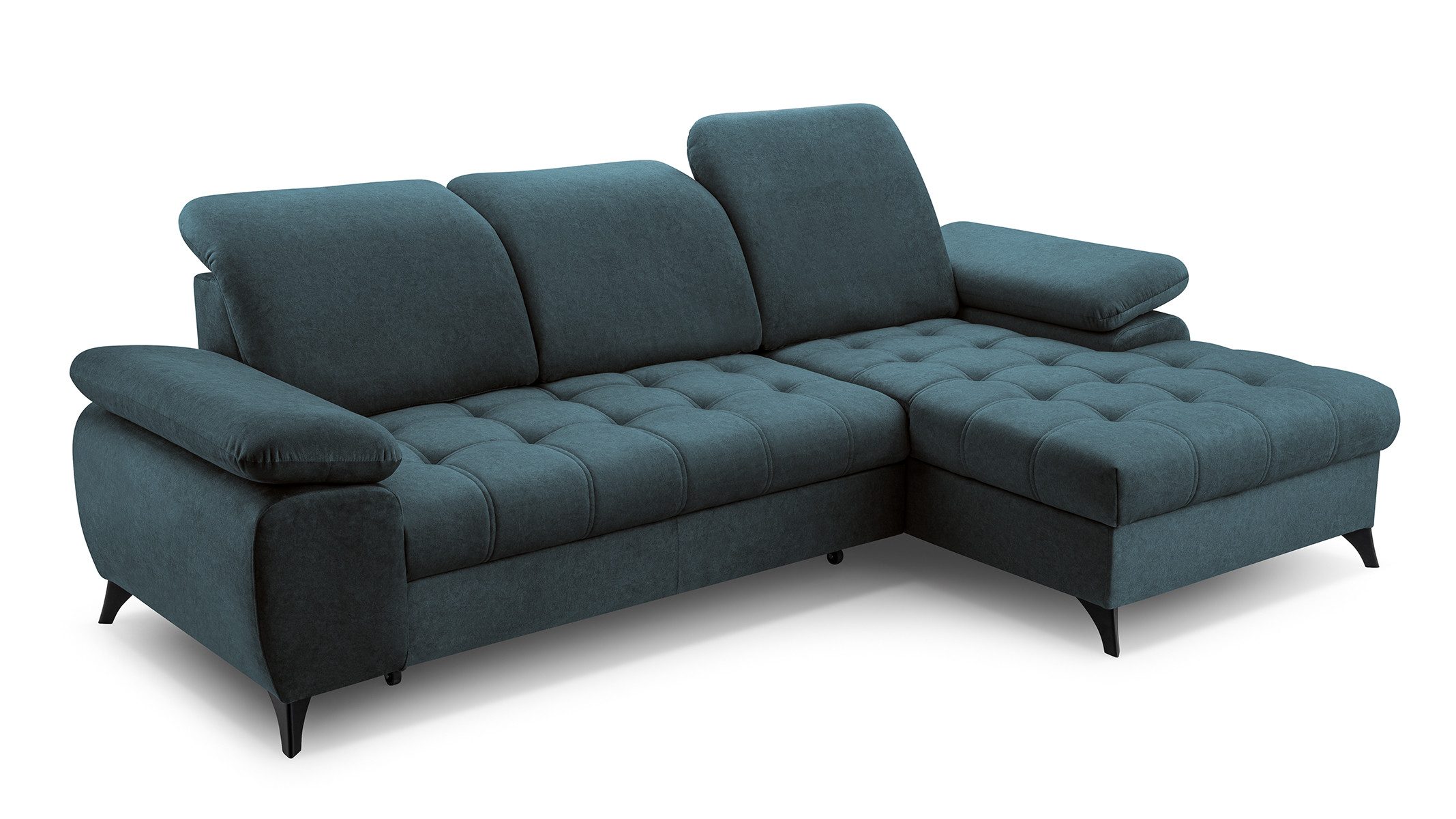 Beautysofa Ecksofa BELLO mit verstellbare Kopfstützen, Metallbeine schwarz, Wohnzimmer Ecksofa mit Schlaffunktion