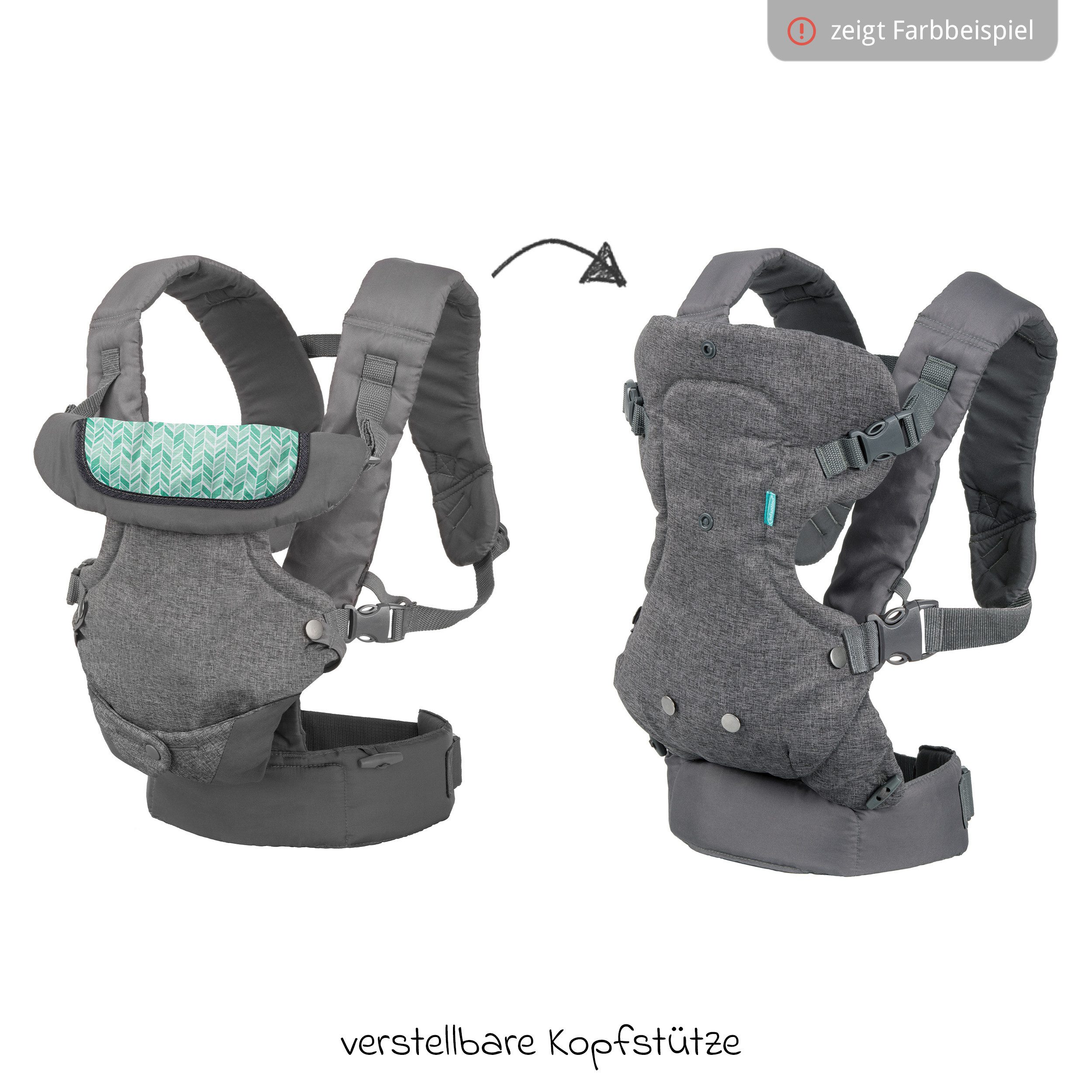 Infantino BKids Babytrage Flip Advanced - Ghingham Print, Baby Bauchtrage Rückentrage ab Geburt von 3,6 - 14,5 kg 4 Positionen