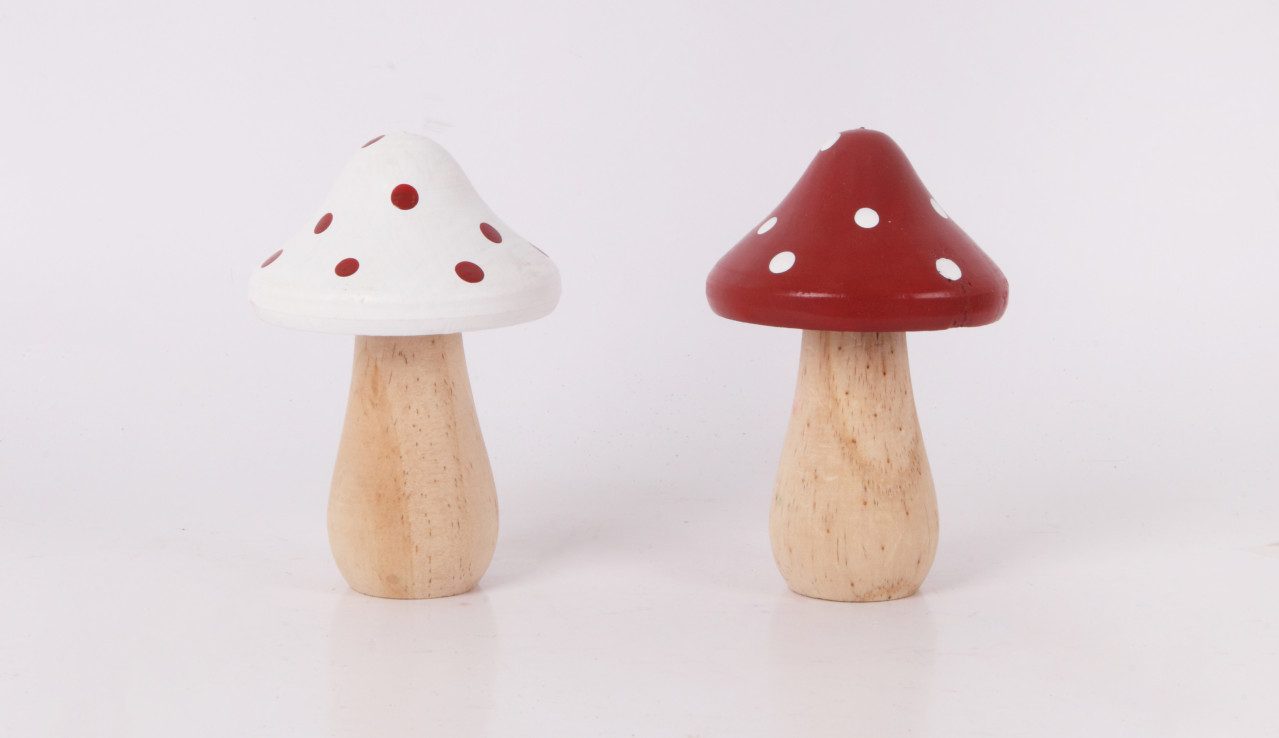 Trend Line Dekofigur Dekofigur Pilz Holz Ø 8 x 12 cm rot weiß 2-fach